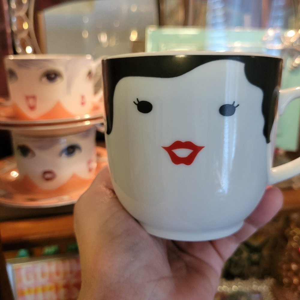 Lady Face Mug Cup ~ Isn't She Lovely?! ~ EUC ~ Made in Japan ~ Mod ~ Pop Art - Picture 6 of 13